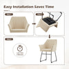2PC Beige Dining Chair Velvet Padded Seat Dining Room Kitchen Chair Modern
