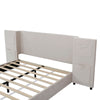 4ft6 Double Velvet Bed Frame with Headboard with Storage Pockets & Drawers Beige