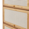 4 Tier Bamboo Rattan Storage Cabinet with 4 Sliding Mesh Doors Kitchen Organizer