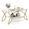 2-Tier Modern Coffee Table with Arched Metal Frame & Adjustable Foot Pads