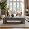 Rectangular Coffee Table, Rustic Wood Center Table for Living Room, 130cm, Taupe