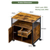Brown Office Filing Cabinet Mobile Printer Stand File Storage Drawer Wheels