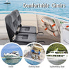 Set of 2 Folding Low-Back Boat Chair Ergonomic Fishing Yacht Seat with Strap