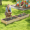 Rectangular Plant Container Elevated Planting Bed with 2 Planter Boxes-Natural
