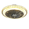 Modern Living Room Ceiling Fan Light Crystal Lamp Shade Phone APP Remote Control