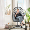 Folding Swing Egg Chair Hanging Chair Swing Basket Chair w/ Stand Cushion Pillow