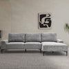 Polyester L Shaped Corner Sofa 3 Seater Right Hand Facing w/Cushions Metal Leg