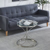 Round Sofa Side Table Glass Top End Coffee Table Chrome Leg Living Room Bedroom