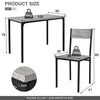 Modern Dining Table and 4 Chairs Set Metal Frame for Bar Kitchen Home Grey/Brown