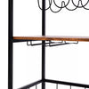 3 Tier Rolling Kitchen Trolley With Wine Rack Industrial Wood Metal Serving Cart