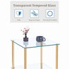 Square Clear Tempered Glass Sofa Side End Lamp Table Bedside Table Golden Tubes