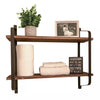 2 Tiers Rustic Floating Shelves Wooden Wall Mounted Shelf Display Rack