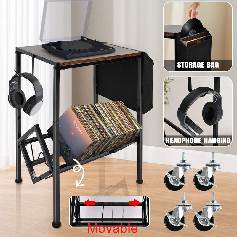 Record Player , Turntable Stand Vinyl Albums Storage Organizer Table w ...