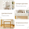 White Dressing Table With LED Lights Mirror Vanity Table Hidden Storage