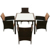 5 Piece Outdoor Dining Set with Cushions Poly Rattan Brown vidaXL