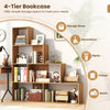 Wooden Storage Organizer 4-Tier Stepped Bookshelf-Natural