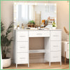 YAMISSI Vanity Dressing Makeup Table Set With LED Light Mirror Storage 7 Drawers