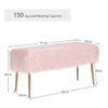 Furry Ottoman Seat Faux Fur Vanity Stool Square Upholstered Decorative Footrest