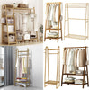 Strong Bamboo Clothes Rail Garment Rack Hanging Stand Storage Shelf Tidy Closet
