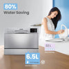 6.5L Silver Tabletop Compact Dishwasher LED Display, Energy Saving