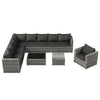 9-seater Outdoor Rattan Patio Garden Furniture Set Corner Sofa Set Lounge Grey