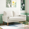 Small 2 Seater Sofa Beige Velvet Couch, Modern Love Seat Cream Living Room Sofa