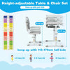 Kids Desk & Chair Set Height Adjustable Study Table w/Tilting Tabletop-Grey