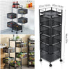 Vegetable Shelf Rack Tier Mobile Kitchen Utility Rotating Storage 6 Cart Trolley
