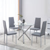 4pcs High Back Grey Faux Leather Dining Chairs Padded Seat Dining Room Kitchen