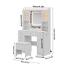 White Vanity Makeup Desk Stool Set With LED Lights Mirror Drawers Dresser Table