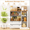 Freestanding Storage Cabinet w/ 3 Doors & 2 Large Drawers-White