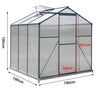 Walk-In Greenhouse 6x6ft Polycarbonate With Base Aluminium Frame Sliding Door