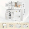 Modern White Glam vanity Table with Adjustable Mirror, Shelf & 6 Drawers