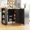 Kitchen Island Bar Table Storage Cabinet Reversible Mobile Serving Cart Black