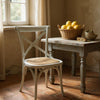Grey Cross Back Dining Chair Comfortable & Stylish Oak Wooden Home Cafe Office