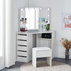 White Corner Dressing Table Makeup Desk Vanity Table 5 Drawers with Bubls