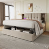 Ottoman Storage Linen Fabric Upholstered Bed Frame 5ft King Bed with Headboard