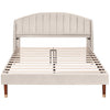 Double Bed Upholstered Platform Bed Frame with Headboard Wood Slats Support 4ft6
