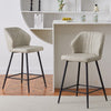 4X Beige PU Bar Stools Breakfast Pub Chair Footrest Kitchen Seat Height 66 cm
