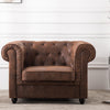 Deep Buttons Tan Distressed Leather Armchair Chesterfield Sofa Tub Accent Chairs