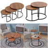 Round Nest of 2/3 Tables Nesting Coffee Table Side Stand Space Saving Wood Unit