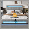 Upholstered Bed 4ft6 Double LED Hydraulic Bed Frame with Ottoman Storage Grey