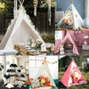 Large Canvas Kids Teepee Tent Play House Childrens Camping Wigwam with Floor Mat