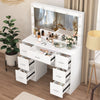 White Dressing Table with LED Lights Mirror 7 Drawers Vanity Makeup Desk Set NEW