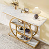 Modern Gold Console Table with Marble Effect Top – Luxury Hallway Side Table