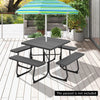 8-Person Outdoor Portable Picnic Table Bench Set w/Umbrella Hole & 4 Benches