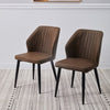 2X Brown Faux Leather PU Dining Chairs Dining Room Cafe Kitchen Chairs Furniture