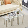 3pcs Rectangular Clear Tempered Glass Side End Nested Table Bedside Coffee Table