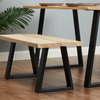 Set of 2 Black Metal Table Bench Legs Frames Trapezium With Top Steel Base Frame