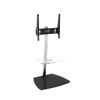 Column TV Mount Stand - Black & Chrome - up to 55" Universal VESA, Glass Shelves